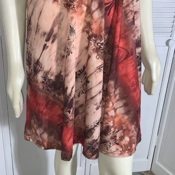 Vintage 90’s Boho Dream Dance Tie Dye Paisley Multi Print Spandex Dress Size XS - Picture 4 of 5